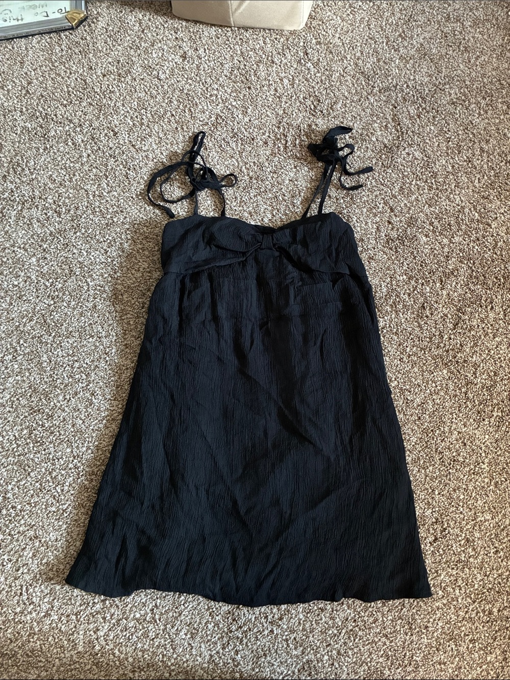 Black Tie-Shoulder Slip Dress